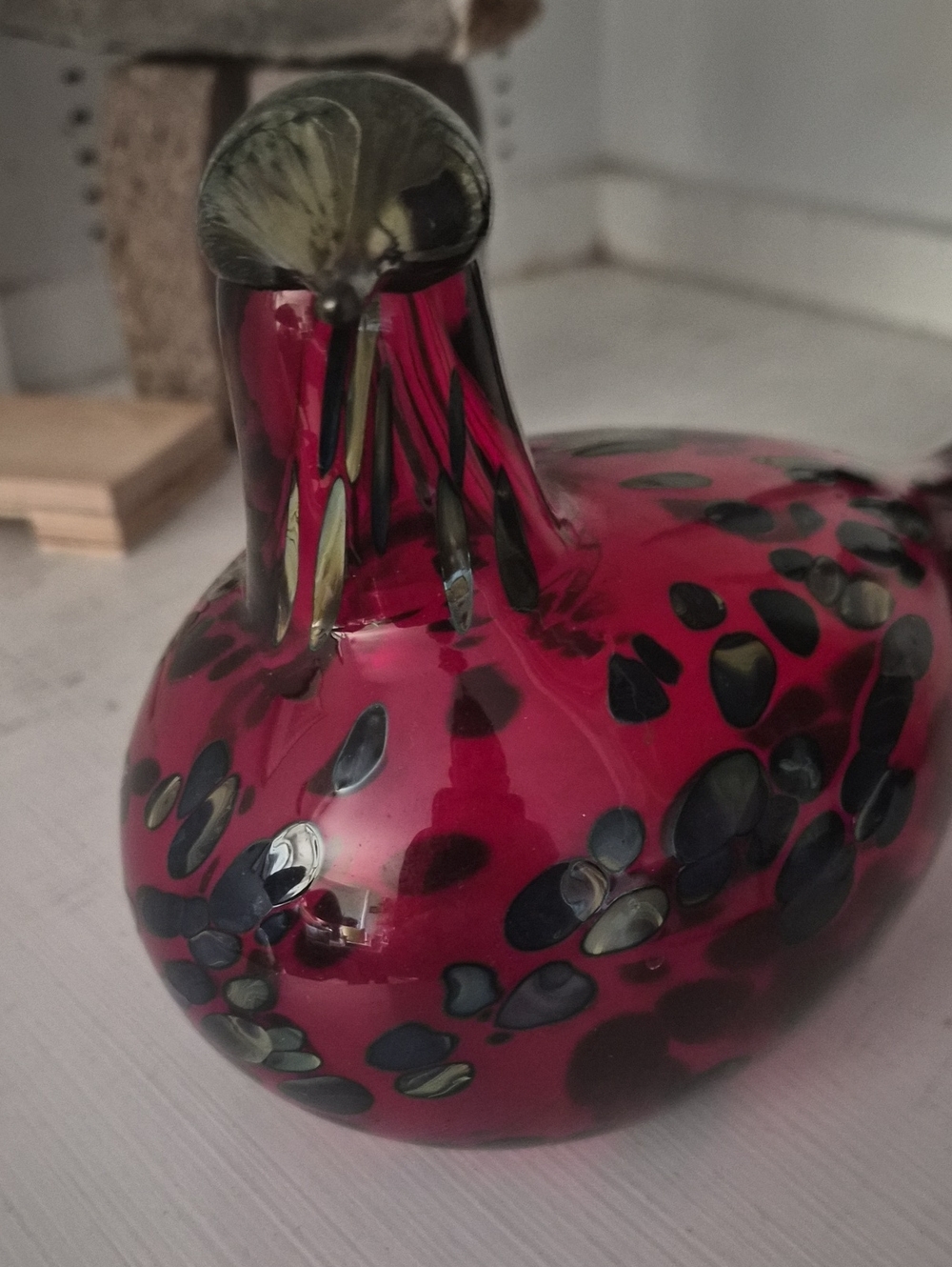 Vintage Oiva Toikka for Iittala Nuutajärvi Ruby Cranberry Glass Figurine Signed - Picture 7 of 9